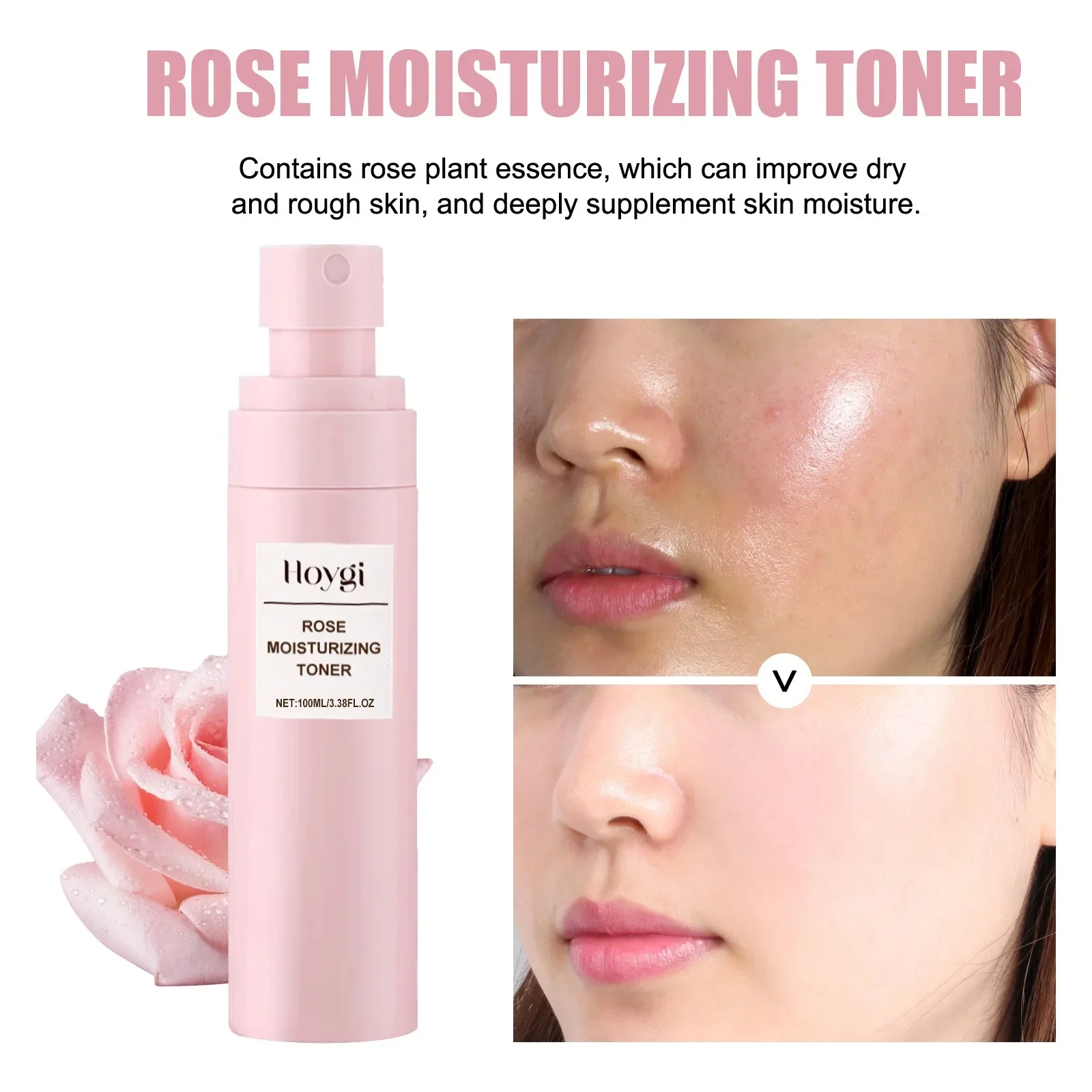 Rose Water Spray - สเปรย์น้ำกุหลาบสำหรับผิวหน้า โทนเนอร์เพิ่มความชุ่มชื้นสำหรับผิวแห้ง ช่วยลดรูขุมขน บำรุงผิวหน้าสำหรับเจ้าสาว พรีแวร์ดิ้งเพอร์เพลนท์